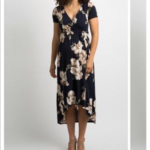 Pink blush maternity floral navy dress